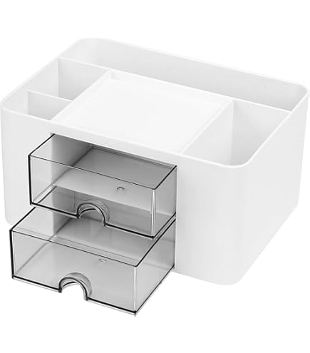 Marbrasse Organizer Scrivania,Multifunzione Rete Porta Penne Per Scrivania,Desk Organizzatore,Portaoggetti Penne Cassetti Per Casa E Ufficio(Bianco