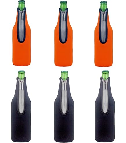 Lot De 6 Housses Isolantes Néoprène Pour Bouteilles De Bière 330ml - Fermeture éclair, 6 Couleurs, Pour Pique-nique, Bar, Cadeau
