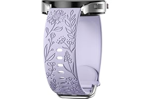 Mastten Bransoletka z grawerowanym kwiatem, kompatybilna z Samsung Galaxy Watch 6 / Watch 5 / Watch 4 40 mm, 44 mm, 20 mm, miękki, sportowy, silikonowy pasek zamienny do Galaxy Watch Active 2 / Watch