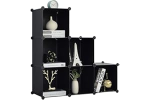 BRIAN & DANY Cube Shelves, 6 Cubes Storage Organiser for Home, Bedroom, Office, Living Room, Black