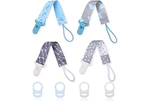 UICCVOKK 8 Pcs Dummy Clips,Pacifier Holder Soother Clip for Boys Girls Silicone Button Ring Teething Soother Chains Mam Dummy Clip Adapters Leash Smoother Clip Fits All Pacifiers Clips for Baby Teething Toys