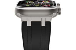 NewWays kompatibel mit Apple Watch Armband 49mm 45mm 44mm 42mm, Weiches Silikon Sport Armband für iWatch Ultra 2/Ultra Series 9 8 7 6 SE 5 4 3 2 1 Herren Damen,Schwarz/Titan Stecker