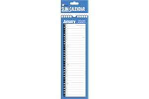 1ABOVE 2026 Slim Wall Calendar | Spiral Bound Blue & White Planner | Includes Holidays & Notable Dates | for Home, Office, School & Business Use