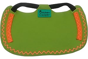 Chicken Cooper Sella per pollo, gilet per pollo, protezione per la schiena, in vera pelle, fatta a mano (M, verde tossico, cuciture ondulate, arancione fluo, 1)