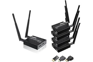 GKRONG Wireless HDMI transmitter and Receiver 4k decoding, One Transmitter and four Receivers, Long Range Wireless Transmission 656FT/200M,Plug-Play, 2.4/5.8G for PC/Laptop/TV to Monitor/Projector/HDTV