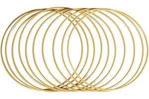 Rayher 25215616 Set of 10 Coated Metal Rings for Wedding Crafts, Hoops with a Diameter of 20 cm for Dream Catcher and Macrame, Gold