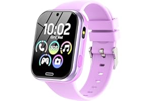 CATGIFF Montre Connectée Enfant - Smartwatch Téléphone Pour Fille Garçon avec Appel SOS, Réveil, 19 Jeux, Montre Intelligente Enfants de 4 à 12 Ans Cadeau avec Musique, Appareil Photo, Lampe Poche, Violet