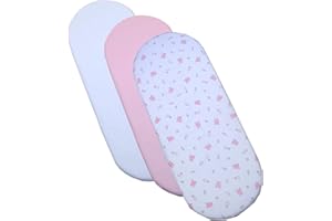 BabyPrem Lot de 3 Draps-housses en Coton Filles 73-76 x 28-30 cm