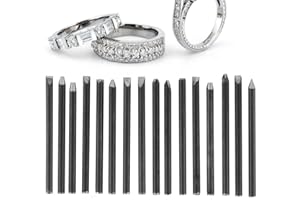 COUOI Cincel de Yunque de joyería de Metal, Molde de Sello de punzón de joyería, Kit de Equipo de cincel de Yunque para procesamiento de joyería Herramientas de Talla + Herramientas de Talla de(16 Piezas)