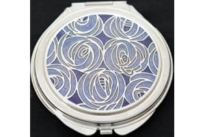 Sea Gems presented by Celtic Glass Designs Compact Mirror in a Mackintosh Roses Design. (Lavender)