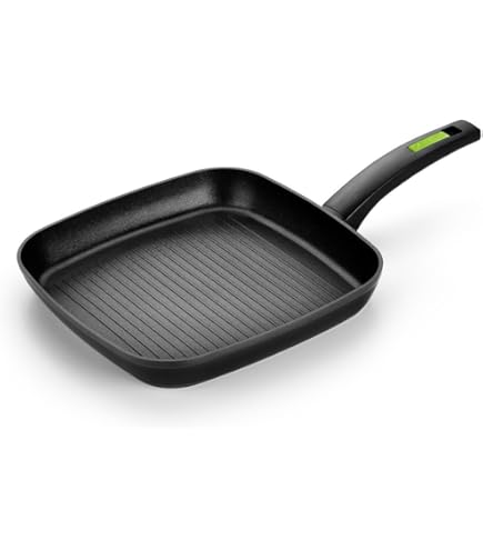 Monix Eco Nature Grill Rayas 28 cm, aluminio forjado reciclado, cerámica antiadherente reforzada, apta para todo tipo de cocinas e inducción
