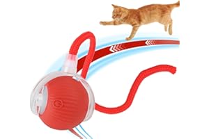 CKDSA Interactive Cat Toy Ball Smart Automatic Moving Electric Pet for Cats Dogs Toys USB Rechargeable 360° Available Upgraded 3 Mode Switching Indoor Fun Boredom Relief Exercise on Carpet Hard Floor Red