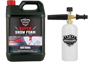 BLITZ CLEAN Snow Foam & Snow Cannon Car Shampoo PH Neutral Wash Detailing Valeting Kit For Car Van Caravan 5L Super Thick Pre Wash With Professional Karcher K Range Snow Cannon Lance (5L CHERRY + CANNON)