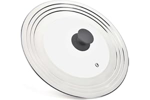 WishDirect Coperchio Universale per 21 – 31 cm Pentole, Padelle, Woks, Casseruole, Coperchi in Vetro per Padella, Pentola, Coperchio Universale con Manico in Silicone Resistente al Calore, Grigio