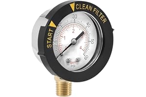 Zuasdvnk Manomètre de pompe de piscine, manomètre pour filtre de piscine - Manomètre d'eau 0-60 PSI avec indicateur de filtre propre - Jauge de pompe de piscine, filetage de tuyau de 1/4 pouces,
