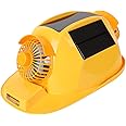Luqeeg Solar Fan Safety Helmet, Double Fan & Waterproof Headlight, Adjustable Size, with Warning Light Function for Construction, Transport, Electricity, Mining, Metallurgy, Industries