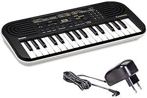 SA-51 Mini Tastiera 32 Tasti: Tastiera Digitale Portatile e Leggera per Bambini, Compatibile con Cuffie - MusicalStore2005 (Tastiera SA-51 con Alimentatore, Nero/Grigio Chiaro)