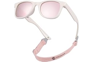 COCOSAND Baby Toddler Sunglasses with Strap Polarized Flexible Square Frame for Kids Girls Boys 2-6 Years Old
