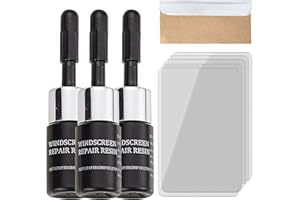 GIURUI Cracks Gone Glass Kit, Glass Repair Fluid, Resin Based Mirror Repair Kit, Nano Fluid Filler for Repairing Chips, Cracks, Star Cracks, Bull's Eye Cracks (3 Pcs)