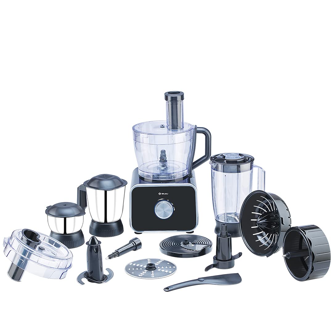 Bajaj FX-1000 Dlx 1000 Watts Food Processor And Mixer Grinder With 9 Attachments | 100% Copper Motor | 3-Speed Control | 2 Yrs Warranty ã€Blackã€‘