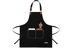 APRONPANDA Aprons for Men Women with Pockets, Waterproof Adjustable Chef Apron for Cooking, Baking, Gardening, BBQ, Craft Working, Painting