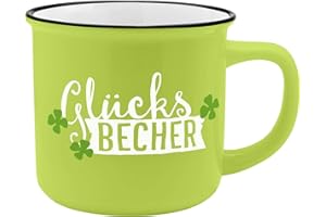 GRUSS & CO Becher Motiv "Glücksbecher" | New Bone China Porzellan, Emaille-Optik, 35 cl | Geschenk, Glücksbringer | 45782, 1 Stück (1er Pack)