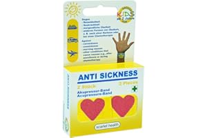 ‎SCARLET BIJOUX scarlet health | Akupressurband »Sea«, 1 Paar Akupressur-Armbänder gegen Übelkeit & Seekrankheit, für Erwachsene & Kinder, Anti-Übelkeitsband fürs Handgelenk, 2 elastische Bänder (Herz)
