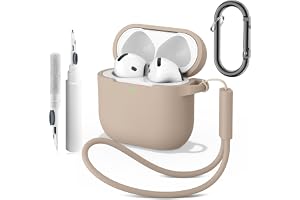 Oumida Fodral kompatibelt med AirPods 4 fodral, med Clean Kit och nyckelring, silikon, stötsäkert skyddsfodral för Apple AirP
