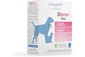 DYNAMOPET | DìDermo Small - Alimento Complementare per Il Mantello di Cani e Gatti, Confezione 20 Bustine da 2,5 g - Una Bustina Ogni 5 kg di Peso dell'Animale