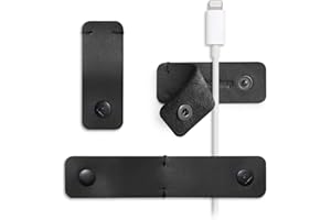 Twelve South SurfaceSnap | 3 szt., skórzane organizery na sznurki/zarządzanie kablami z nieuszkodzonym klejem do każdej powierzchni (czarny)