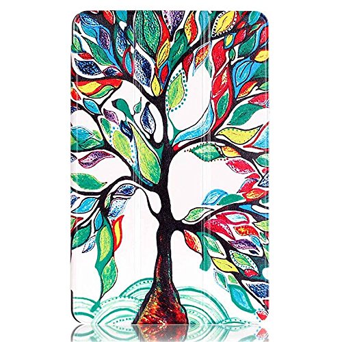Galaxy Tab A6 SM-T580 Hülle, Felfy Synthetik-Leder und TPU Backcover Etui Flip Tasche für Samsung Galaxy Tab A (2016) SM-T580N/T585N 25,54 cm (10,1 Zoll) Tablette mit Holder Stand (#2 Bunte Baum) - 2