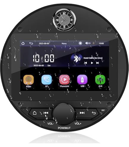 Lettore Stereo Marino 7 Pollici Con CarPlay E Android Auto – Radio Nautica IPX6, BT5.0, 4x50W, Per Barca E Camper