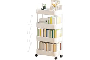 ETESLOT Estantería De Escritorio Móvil Para Aula, Organizador De Almacenamiento De Escritorio Compacto Con Ruedas, Carro De Almacenaje Delgado Para Libros, Carro Rodante Multiusos Para Dormitorio Biblioteca