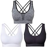 SEGRILA Reggiseni Sportivi da Donna, Confezione da 3 Reggiseni da Yoga Incrociati con Supporto Medio, Reggiseni da Allenament