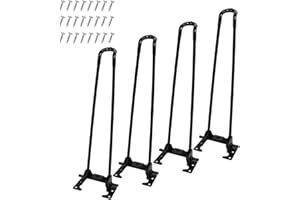 ANGNYA 4pcs Folding Table Legs (13 inch / 34cm) Metal Sturdy for Laptop, Coffee, Desk & Dining Tables - DIY Furniture with Protector Feet and Screws