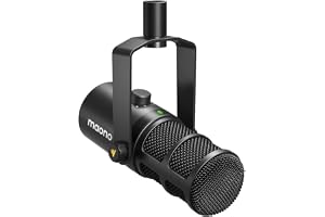 MAONO Dynamic Microphone, USB/XLR Podcast PC Microphone with Software, EQ,Tap-to-Mute, Headphone Jack, Gain Knob & Volume Control, Studio Mic for Broadcast, Recording, Streaming & Gaming PD400X Black