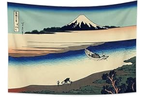 YONGFOTO 100x70cm Ukiyo-e Tapestry Mount Fuji 36 Views Room Wall Hanging Tama River in The Musashi Province Landscape Wall Art Japanese Traditional Painting Toyo Style Tapestries