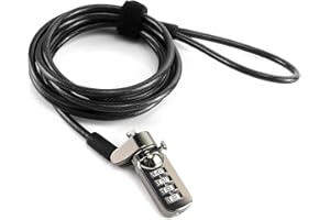 QWORK® - Lucchetto Universale per Computer Portatile, 1,6 m, con Blocco a Combinazione di Blocco per Notebook, proiettori, schermi LCD e al Plasma, Colore: Nero Lucchetto Laptop, Apparecchi d