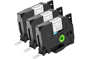NineLeaf 3 Pack Compatible for Brother P-Touch 8.8mm Heat Shrink Tube HSe221 HSe-221 Label Tape Black on White Cassette for PT-E300 E300VP E500 E550WVP P750WVP H300 Label Maker use in Cables Wires