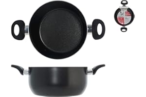 Home in Rombo Home Casseruola Antiaderente 'Maitre' 2 Manici Cm22 Pentole Cucina, Metallo, Nero, 22 cm