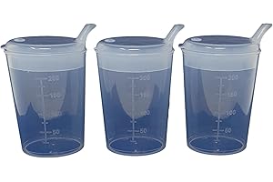 OREMUL 3 x Medi-Inn Adult Convalescent Drinking / Feeding Cup / Beaker with Lip Spout (250ml) Clear