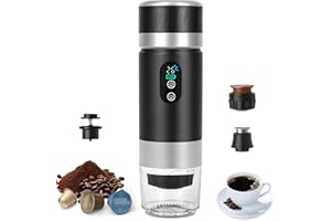 Umisu Machine à Café Capsule Portable, 3 en 1 Cafetières Expresso à Capsules et Café Moulu Machine à Expresso Électrique Chauffage Rapide pour Bureau Voyage Camping Maison (Noir)