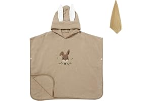 HAGOT Ponczo do kąpieli dla dzieci w wieku 0-3 lat, ręcznik kąpielowy z kapturem dla dziecka, prezent dla noworodka dzieci, ręcznik z kapturem na plażę zwierząt, miękki i super chłonny, Królik