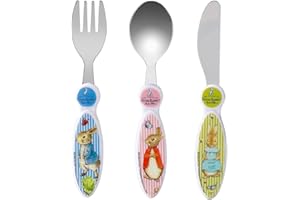 ZAWADI GLOBAL Peter Rabbit - Set di posate per bambini, 3 pezzi, coltello, forchetta, cucchiaio