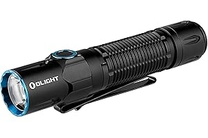 Olight Warrior 3S Lampe Torche Tactique Lampe de Poche 2300 Lumens Puissante Double Interrupteur Rechargeable avec un Capteur de Proximité pour l'Extérieur, le Camping, la Randonnée (Noir)