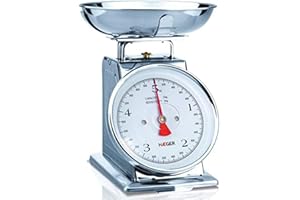 Haeger KS-MEC.005A Báscula Mecánica de Cocina Grandmother con Capacidad de 5Kg, Cuerpo de Acero Inoxidable, Graduación en Gramos