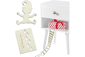 Mino Plus Plantilla de Gnomo Navidena,Plantilla Huellas Elfo Navidad,Plantilla de Huella de Gnomo con Escalera de Cuerda,Plantilla de Huella de Duende de Navidad,Plantilla de gnomo Reutilizable (B)