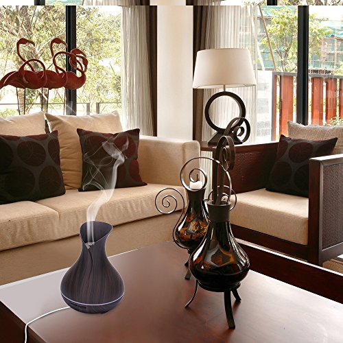 Aroma Diffuser, Luftbefeuchter ultraschall 400ml Raumbefeuchter Humidifier mit Kalten Nebel Abschaltautomatik LED Farbwechsel (Dunkles Holz) - 7