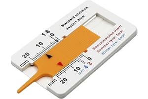 DAIUNI Miernik głębokości bieżnika opon z tworzywa sztucznego, głębokość 0-20 mm, tworzywo sztuczne, miernik głębokości bieżnika opon, miernik bieżnika opon, przenośna suwmiarka głębokości bieżnika.