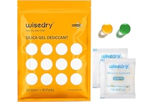 WISEDRY Paquets de 10 grammes x 30 Gel de Silice sachets sacs avec perle orange silicone Indicateur d'humidité absorbeur d humidite pour Élimination de l'humidité,qualité alimentaire